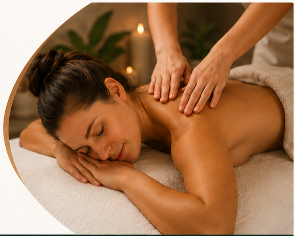 Atendimento de massoterapia em ambiente acolhedor